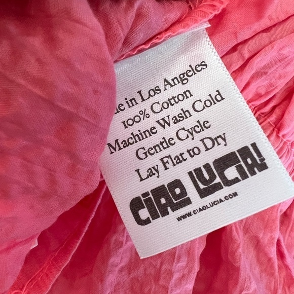 NWT CIAO LUCIA Ruffled Cropped Top Pink Sz L - Picture 5 of 7